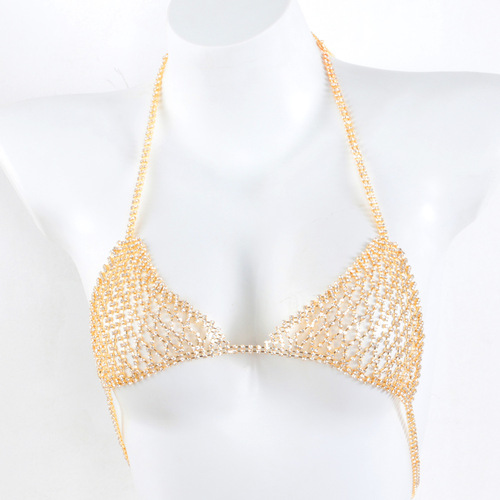 European and American cross-border accessories exaggerated bikini breast chain thong sexy nightclub rhinestone underwear body chain set