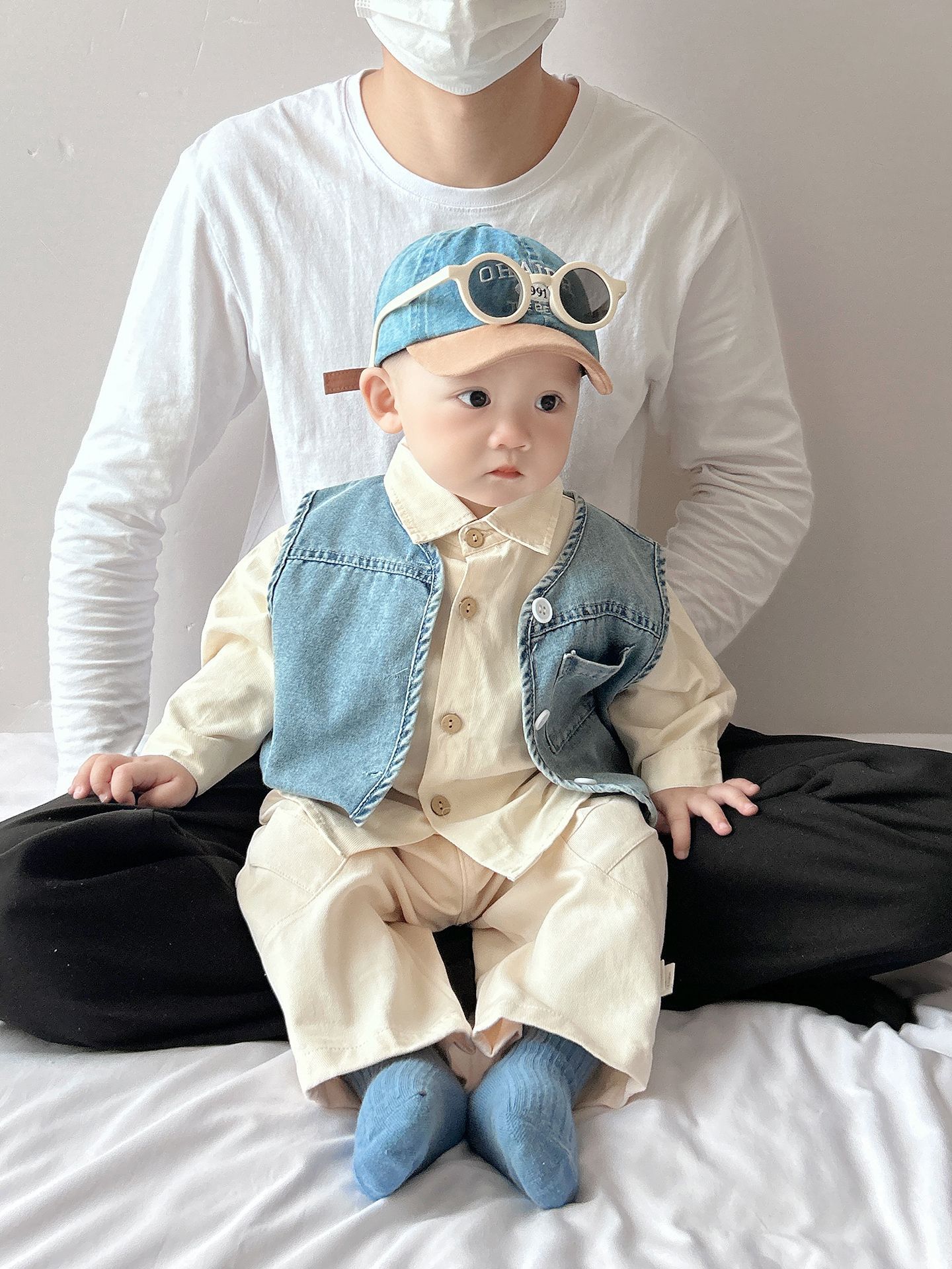 Chaleco de vaquero de primavera y otoño para niños, chaleco casual de hombro para bebés.