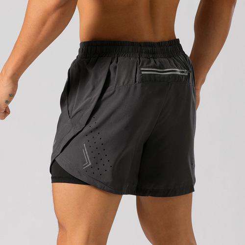 Summer new sports shorts for men, cross-border double-layer anti-exposure running training pants, quick-drying basketball shorts