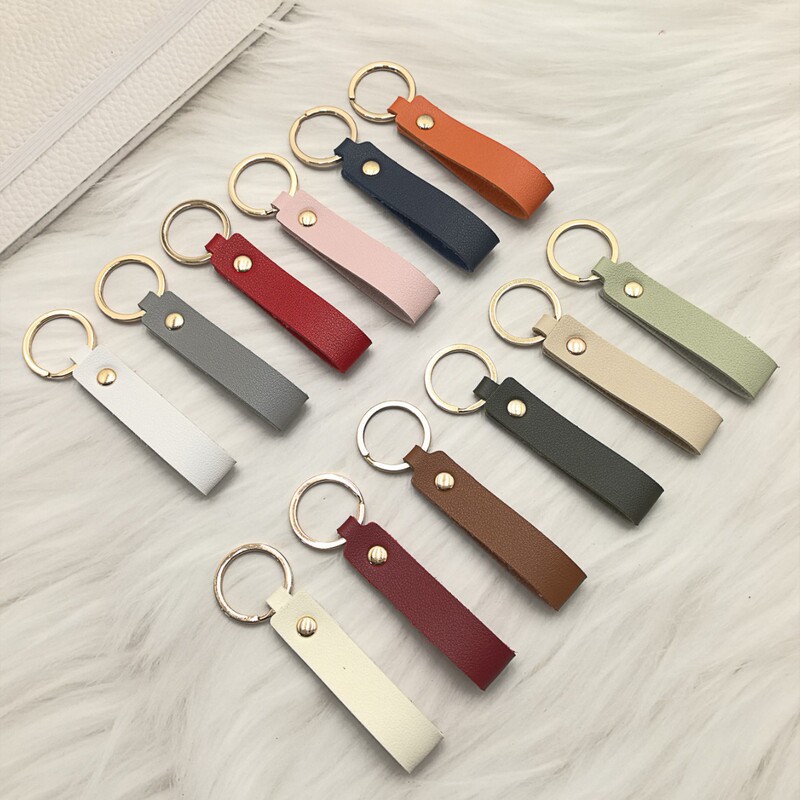 New Creative Pu Leather Keychain in Solid Color, Pu Leather Keychain, Small Gift Keychain for Business