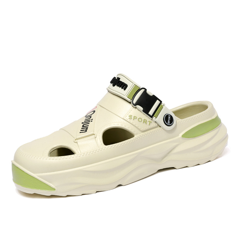 Transfronterizos de tamaño grande con una base gruesa para aumentar la altura de los zapatos agujeros de mierda para hombres de verano resbaladantes zapatillas de playa casuales
