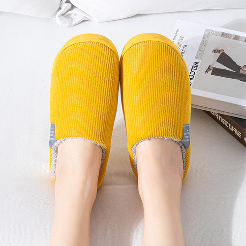Cotton slippers for women in autumn and winter, couples home slippers, indoor confinement shoes, warm cotton shoes, non-slip plush cotton slippers, simple
