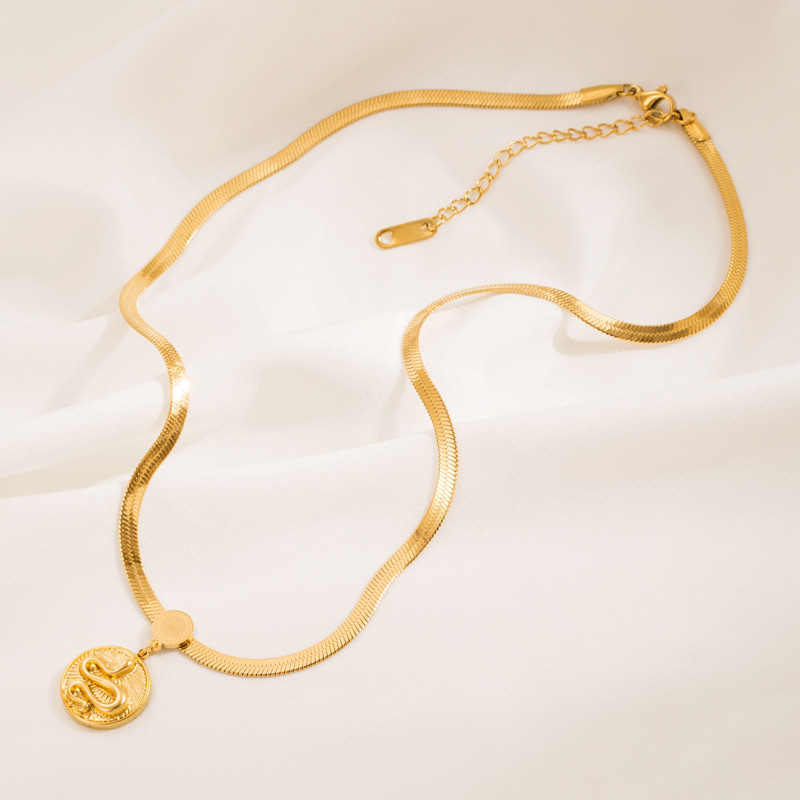 Retro Snake Titanium Steel Plating Pendant Necklace 1 Piece