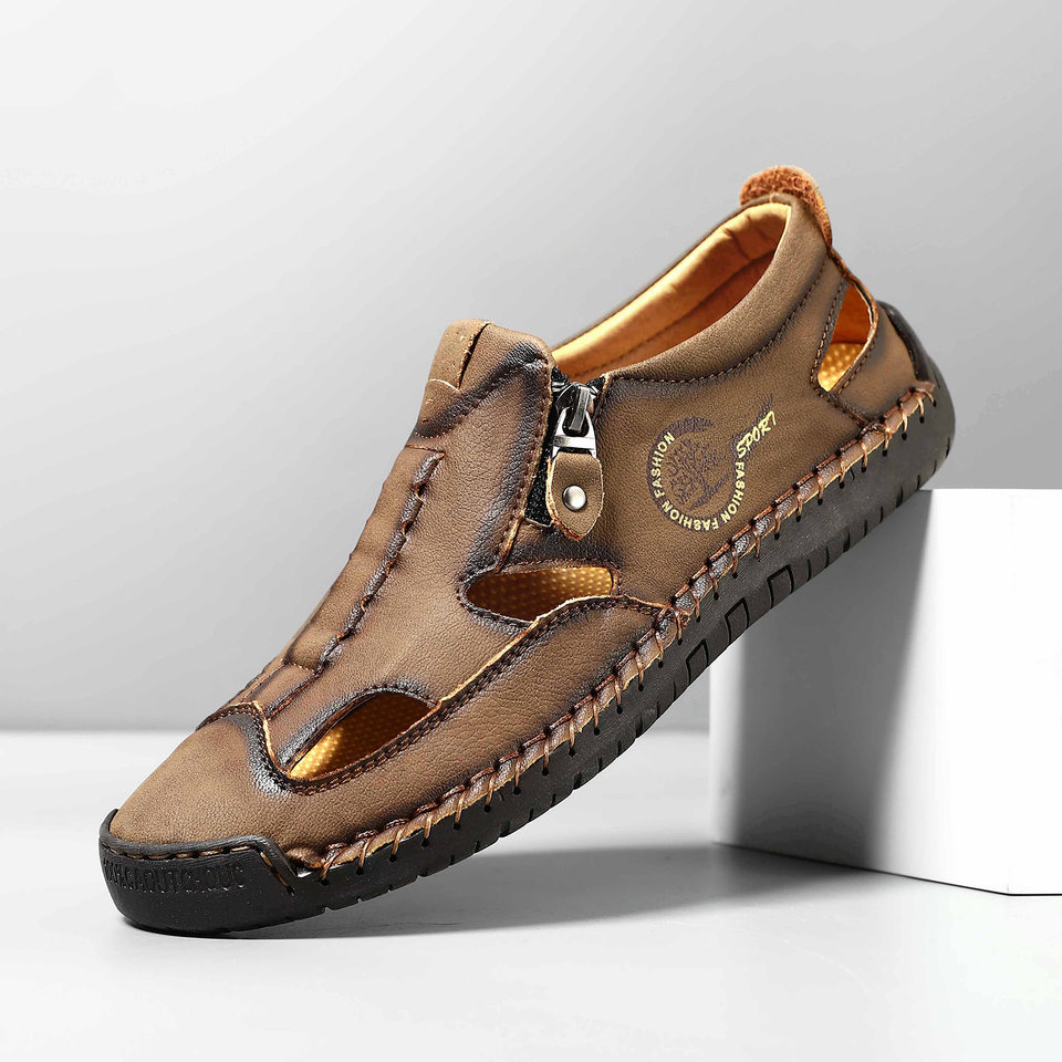 Dép sandal nữ bít mũi quai khâu thoáng khí chống trượt — F 6611m màu, F6611 hồng, F6611 kaki, F6611 màu vàng
