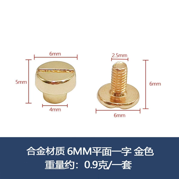 Alloy 6mm flat slot + 2.5X6mm screws gold set