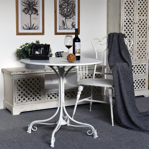 P616 American retro old outdoor iron table and chair leisure balcony B&B home courtyard chair garden chair round