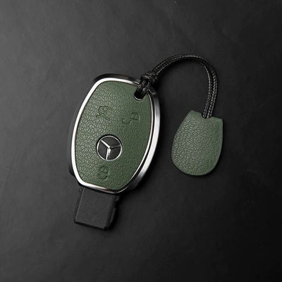 Car key bag — Mercedes Key Covers: C-Class, S-Class, E-Class - mercedes-benz-c-class-3-button-key-fob-minimalist-lanyard-olive-green