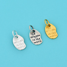 S925纯银英文字母做旧吊坠 DIY串珠水晶珍珠手链项链配件手串挂件