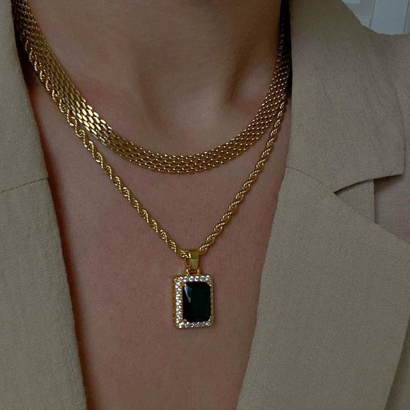 European and American Special-Interest Design Chopin Necklace Cuban Link Chain Stud Earrings Womenu0