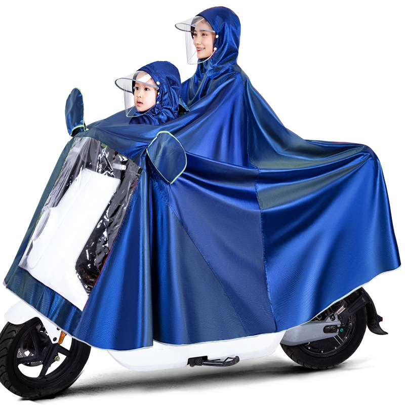 Coche eléctrico impermeable padre-hijo madre-hijo solo doble más tamaño poncho motocicleta batería coche largo cuerpo completo a prueba de lluvia
