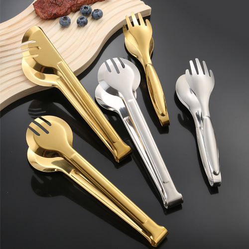 304 stainless steel three-line bread clips, gold food barbecue clips, household kitchen food steak clips, wholesale