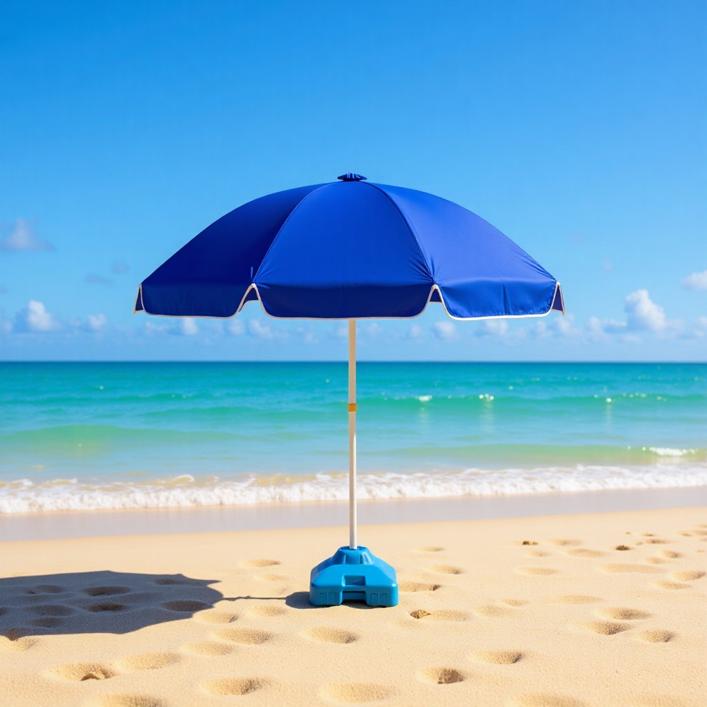 Outdoor Sunshade and Sun Protection Beach Round Umbrella Custom-Made Sun Umbrella Stall Windproof and Rainproof Courtyard Large Umbrella Blue Advertising Umbrella