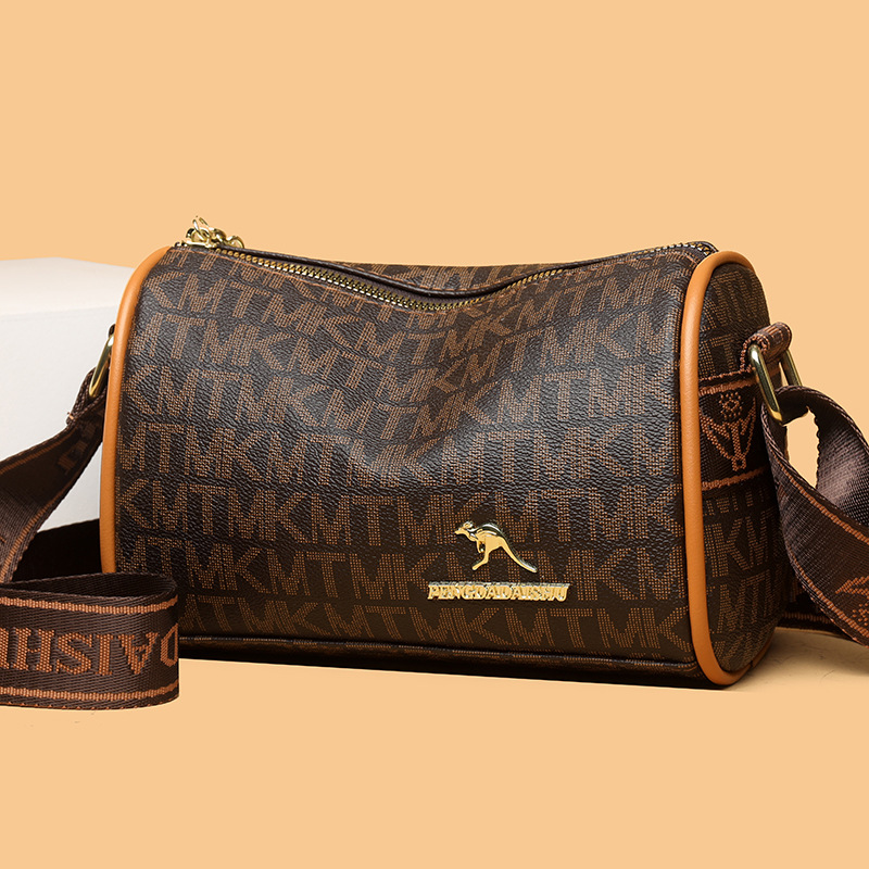 2024 nueva bolsa de hombro casuales de mujer de gran capacidad impresa retro bolso de Boston moda versátil bolso de almohada