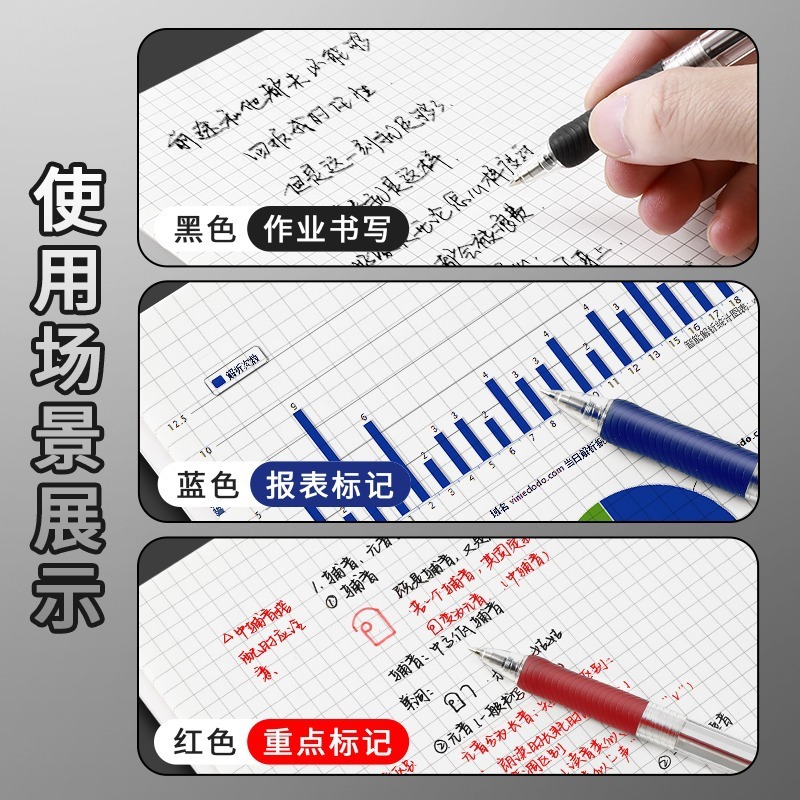 晨光BP8109考试圆珠笔学生办公用按动原子笔0.5mm顺滑中油笔|undefined