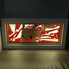 宝可夢ピカチュウアニメ紙彫刻灯耿鬼ストーン超夢小夜灯デスクトップ寝室置物フォトフレーム