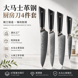 Damascus steel Japanese chef's knife set Western cooking household cutting vegetable meat fruit knife chef's knife