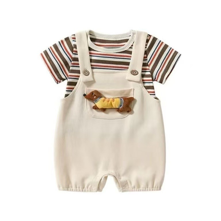 Baby Summer Clothes for Men and Women, Half-Sleeved Jumpsuits, New Thin Short-Sleeved Summer Clothes, Outdoor Clothes and Crawling Clothes