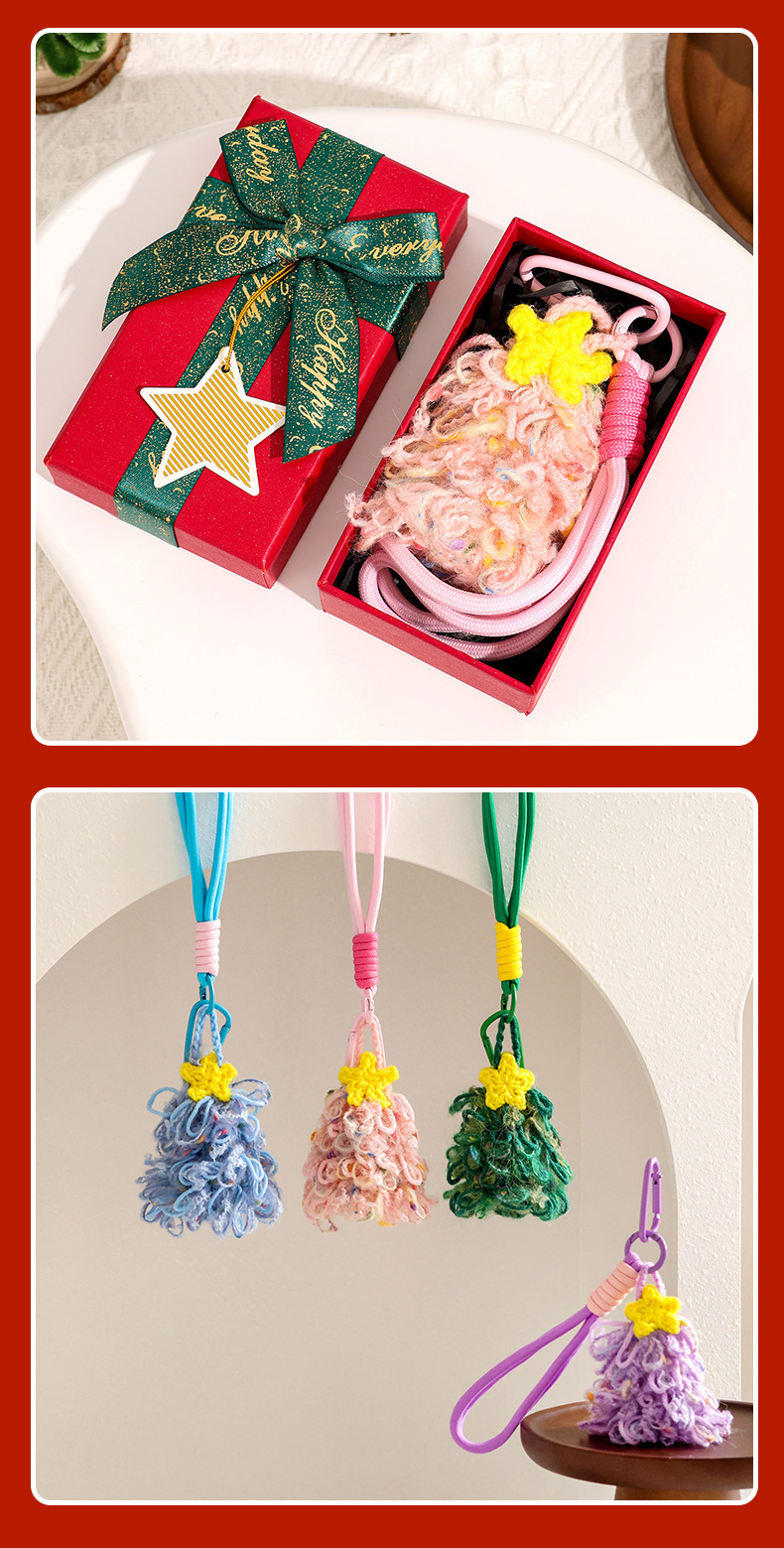 Christmas atmosphere knitted woolen small pendants, car pendants, handmade knitted finished products, woolen Christmas tree small gifts