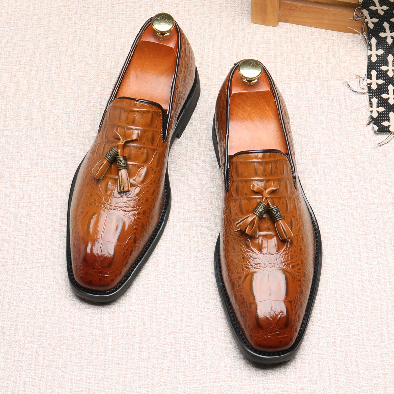 Men's slip-on loafers new business leather shoes with fringe shoes_vogvips.com