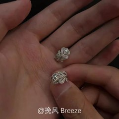 爆闪满钻银色羽毛耳扣灵动精致气质小众高级感耳饰