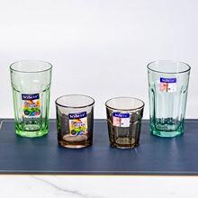 喜碧ins风咖啡杯九角杯玻璃水杯彩杯果汁杯网红饮料彩色创意杯子