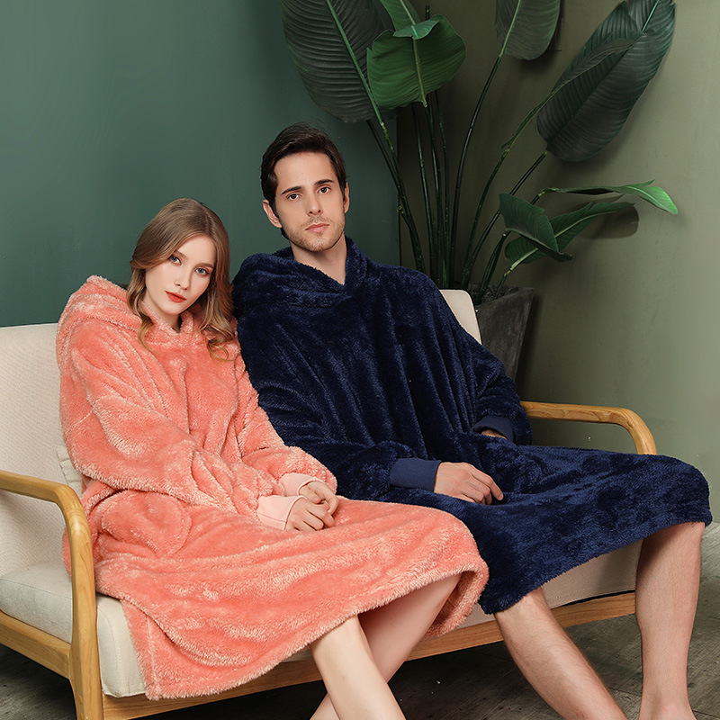 Demi-season velvet flannel warm jeans for men and women with hood
