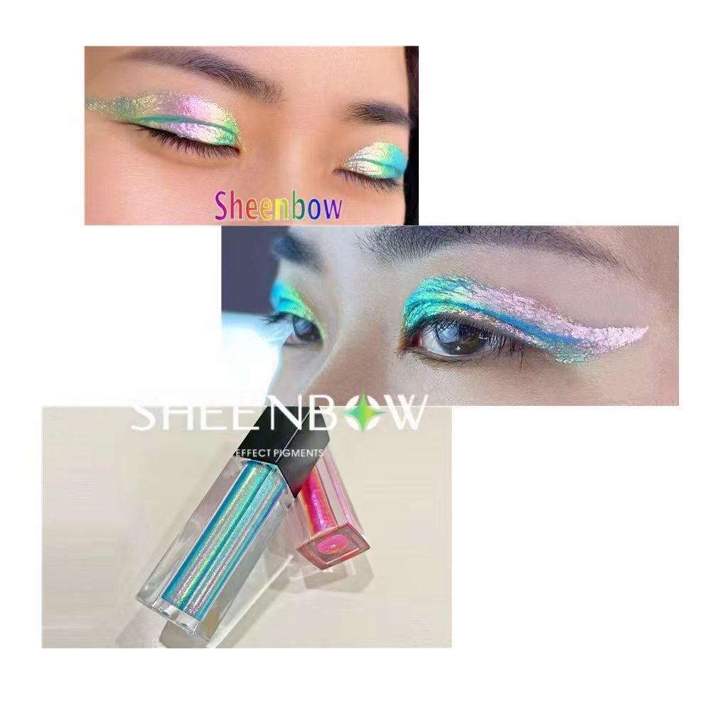 鑫铂六色变高光盘光学偏光月光蓝网红国货变色龙闪幻彩原料闪粉