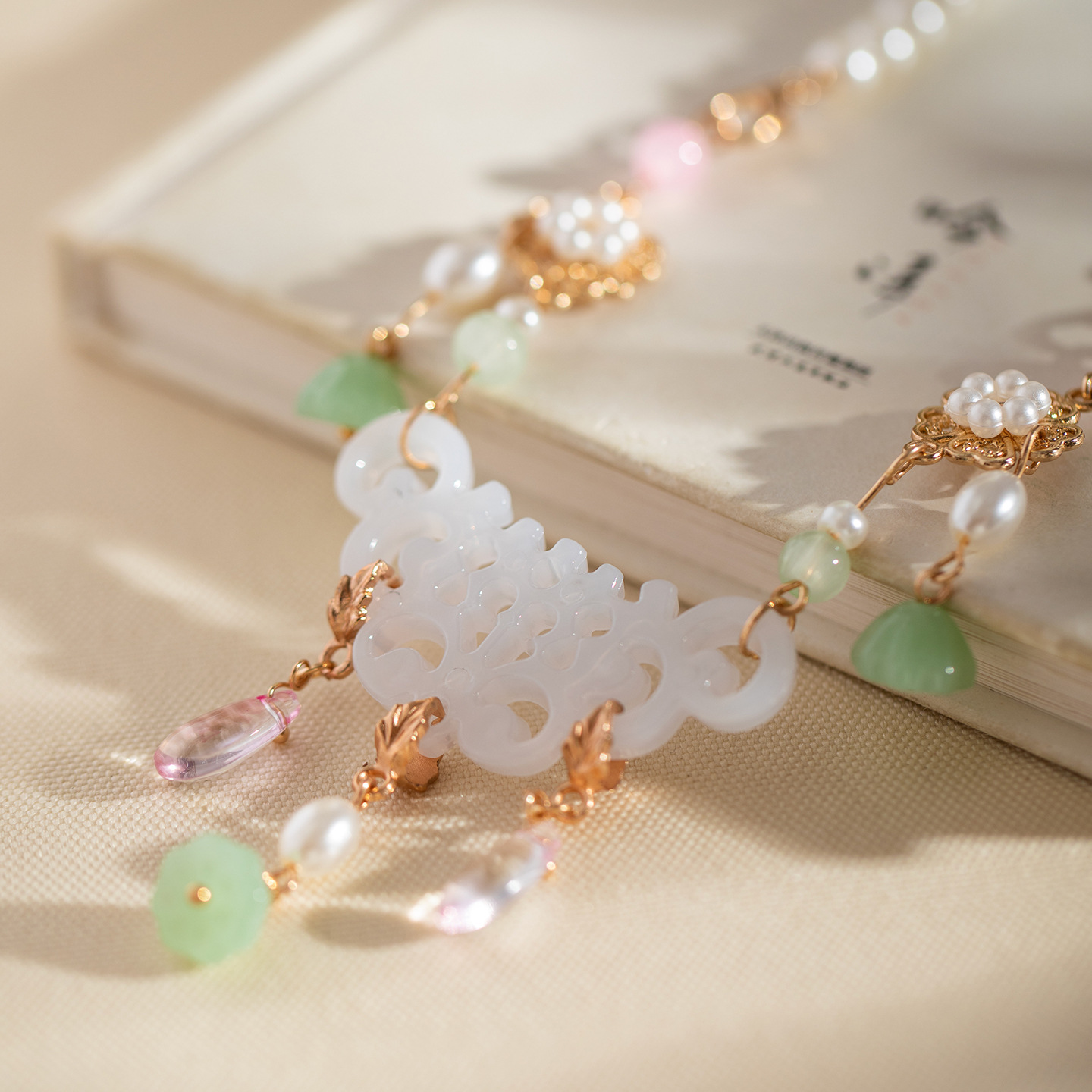 中国风璎珞项链汉服配饰古风平安如意长命锁宋制国风颈链饰品复古