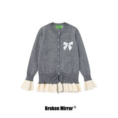 Broken Mirror 25冬季New甜美少女撞色设计宽松针织毛衣开衫