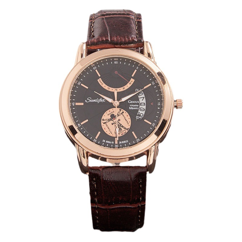 Reloj de hombre de marca suiza reloj de cuarzo de calendario ultra delgado reloj de cuarzo de cinturón real de negocios de moda