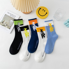 Socks Men's Mid-calf Socks Spring and Autumn Sports Deodorant Youth Basketball Socks Student Long-Tube Hip-Hop Letter Trendy Socks Wholesale