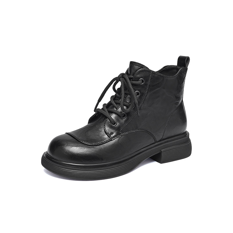 Botas Martin negras de invierno 2026 nuevas botas cortas casuales de suela gruesa retro británicas botas de correa
