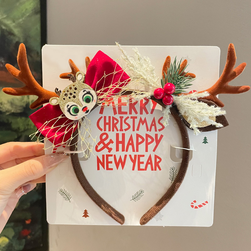Bonito Minnie arco de cabeza de Navidad mujer dulce cabello fijación de cabello fiestas de cabello adornos de tocado