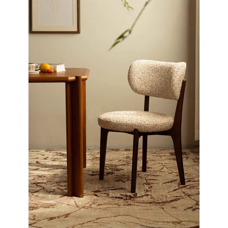 Lily Chair Original French Medieval Dining Chair Soft Bag Retro High-End Solid Wood Chair Single Chair Small Apartment Back Chair