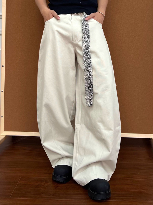 美式复古蛇纹腰带cleanfit男女设计感通勤宽松弯刀阔腿休闲工装裤|undefined