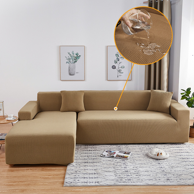 Waterproof high weight thickened four season all inclusive elastic sofa cover universal full cover chaise longue waffle sofa cover_voghion.com