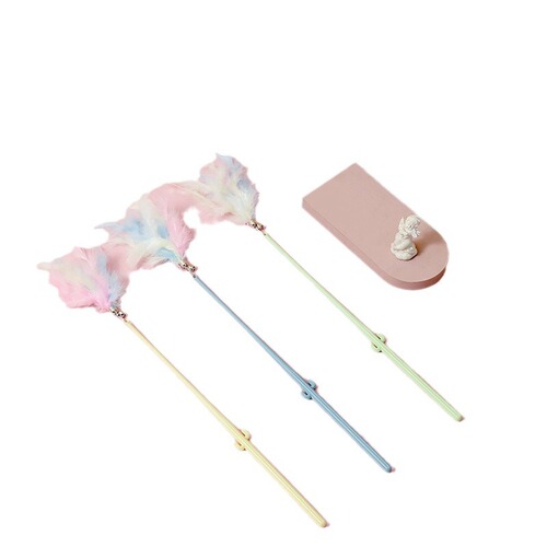 Wholesale cat self-pleasure cat teaser, feather cat teaser, cat teaser stick, replacement head, new pet cat toy