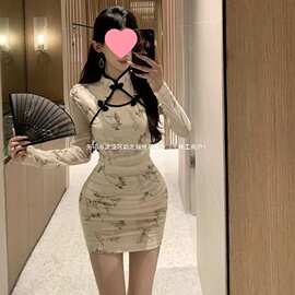 新款中国风设计少女感蚀骨镂空性感改良版旗袍连衣裙女装夏季小众