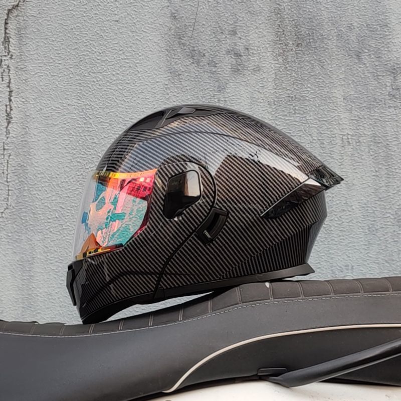 Motocicleta con doble espejo, casco para hombres y mujeres, casco para motocicletas, cuatro estaciones, cola de locomotora, casco Bluetooth, nuevo estándar nacional