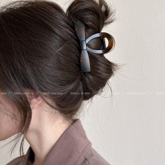艶消しべっこう色蝶結びサメクリップ後頭部ヘアクリップ女性高級感気質髪クリップ