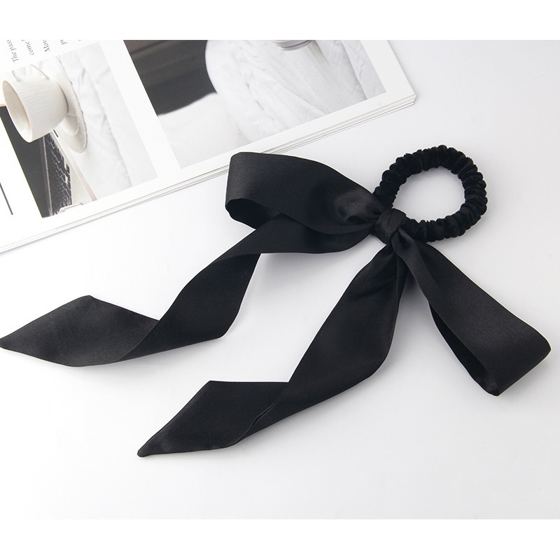 Zhao Liying mismo estilo Accesorios para el cabello cinta puro negro arco diadema hembra grande intestino anillo cabeza cuerda Internet celebridad satén pelo cuerda