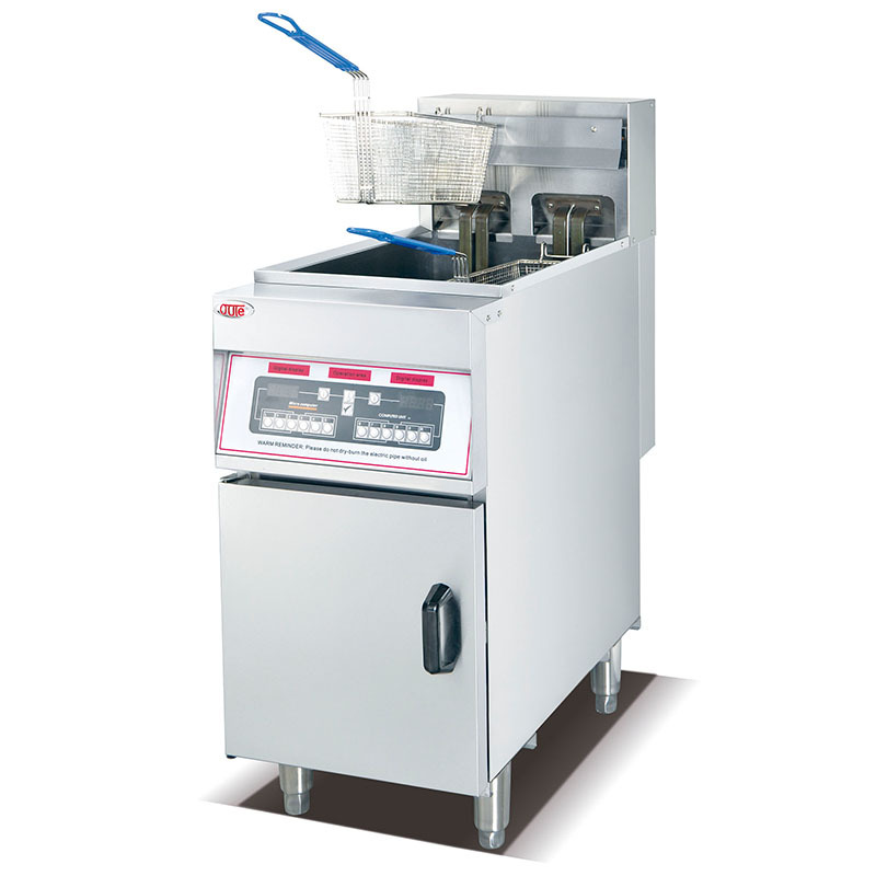 欧特厂家直销电脑版立式单缸双筛电炸炉薯条机油炸机小吃设备