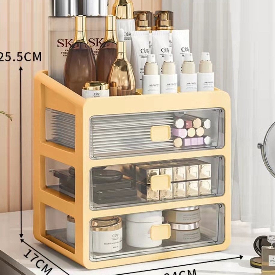 Caja de almacenamiento de cosméticos cajón transparente estante de almacenamiento de escritorio tocador caja de cosméticos estante de cuidado de la piel