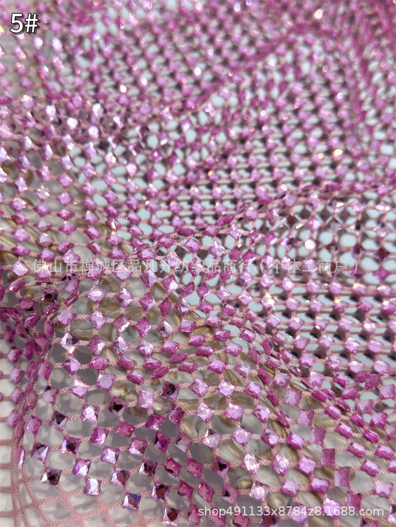 Fabricantes de venta al por mayor tortuga de vidrio caliente taladro tela de malla elástica cena de fiesta espectáculo de escenario tela de vestido