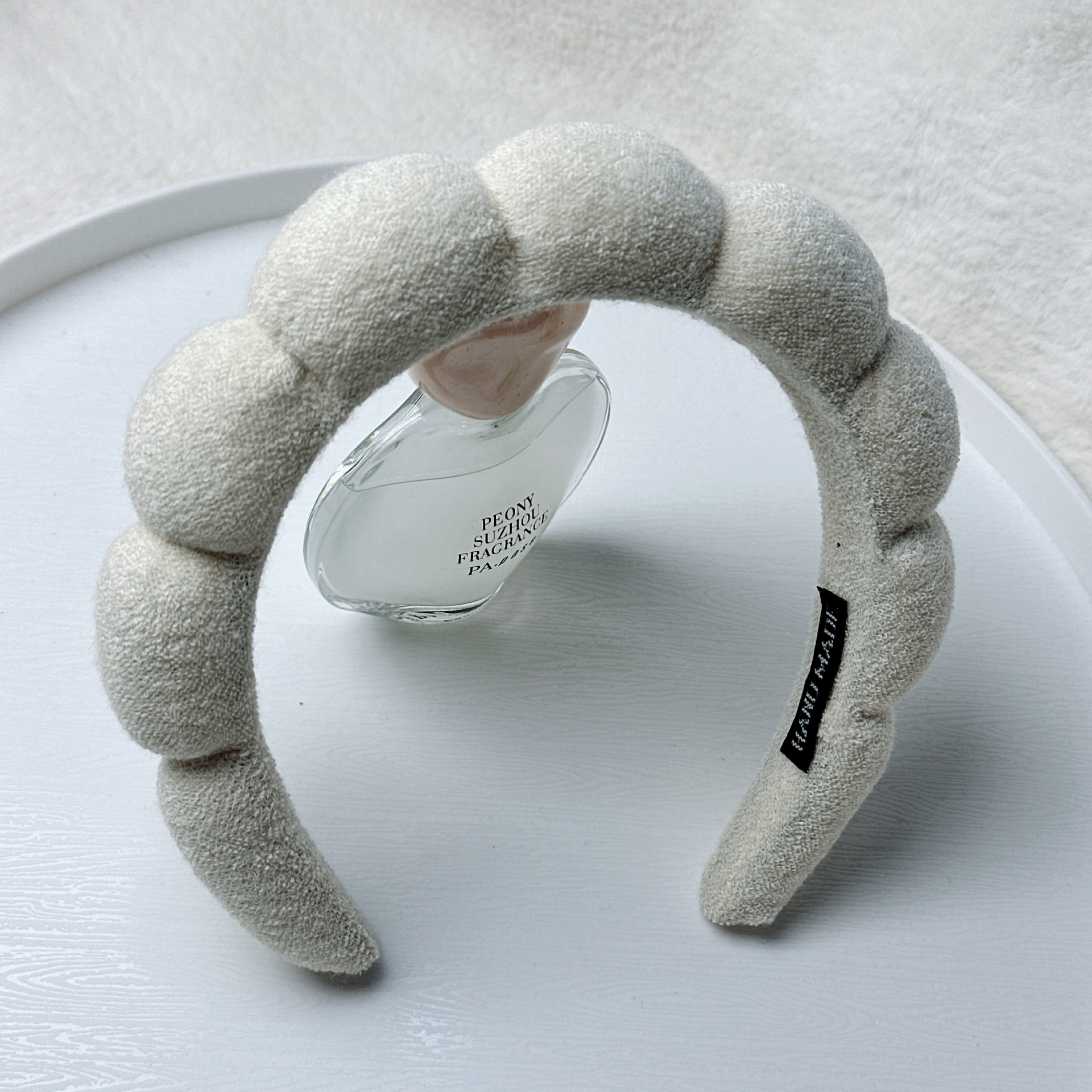 Diadema de Esponja tipo Nube de Tela para Lavado de Cara