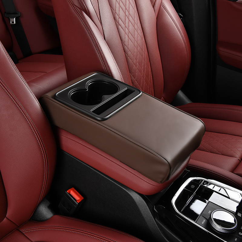 Car Armrest Box Pad Heightening Pad Universal Model for Vehicles with Central Compartment Without Side Pockets, Integrated Phone Holder, Cup Holder, and Storage Box