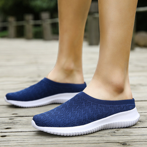 2024 cross-border new spring casual shoes and half slippers without heel lazy one-on-one maternity shoes breathable outer size large size