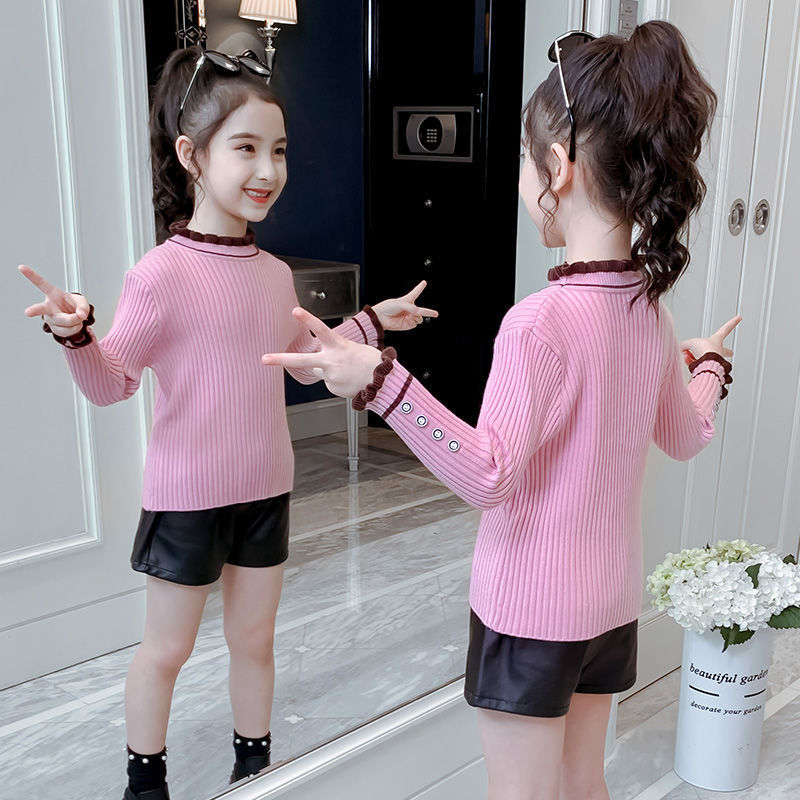 Girls sweater 2021 Spring new pattern Socket jacket baby Western style Large Children's clothing Korean Edition Primer Sweater