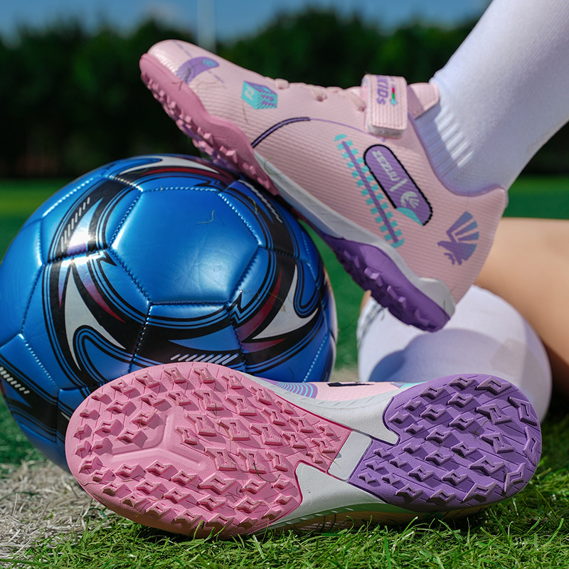 新款儿童魔术贴小学生训练碎钉底童鞋足球鞋室内外足球鞋防滑草地