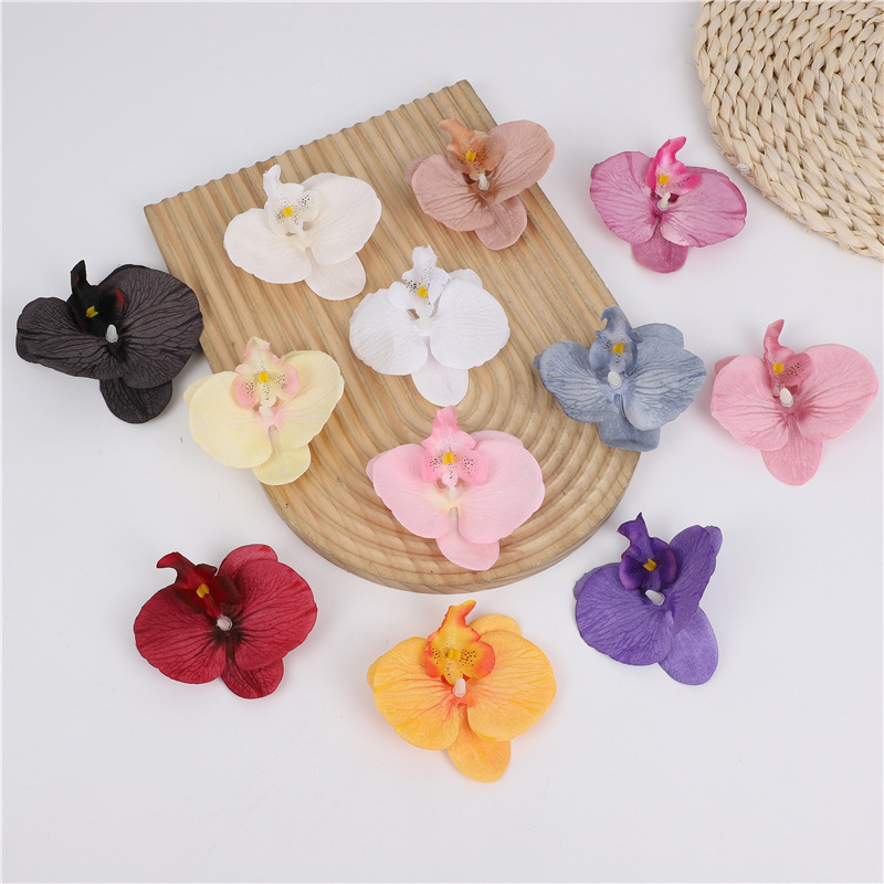 인공 필름 실크 천 phalaenopsis 꽃 머리 꽃잎 인공 꽃 소재 헤드웨어 머리핀 diy 수제 웨딩 장식 배치